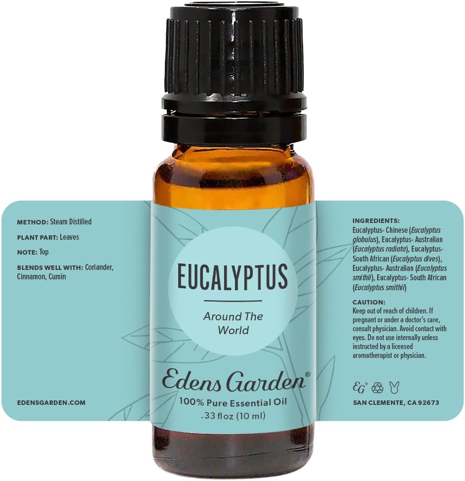 Edens Garden Eucalyptus Around The World Essential Oil- 100% Pure Premium Grade, Undiluted, Natural, Therapeutic, Aromatherapy, The Best for Diffuser, Candle, Laundry, Humidifiers 10 ml (.33 fl oz)