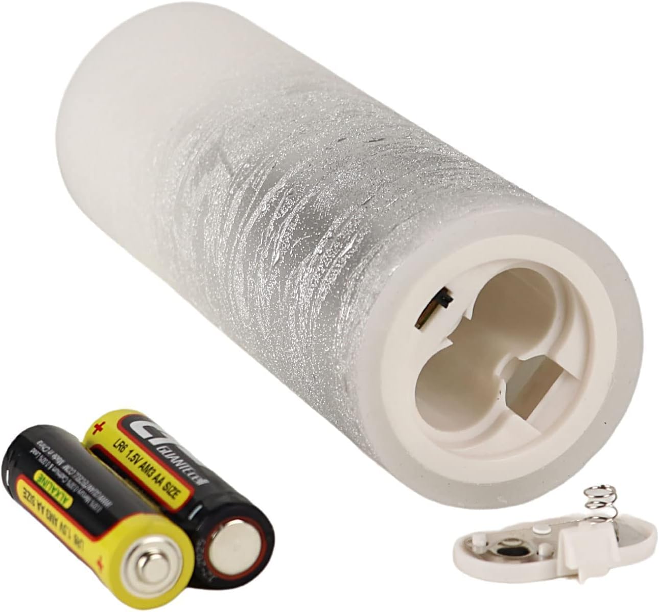 Fanna Set of 4 Skinny Silver Battery Operated Flameless LED Candles Textured Wax Finish, Batteries & Remote Included - Dia.2 inches