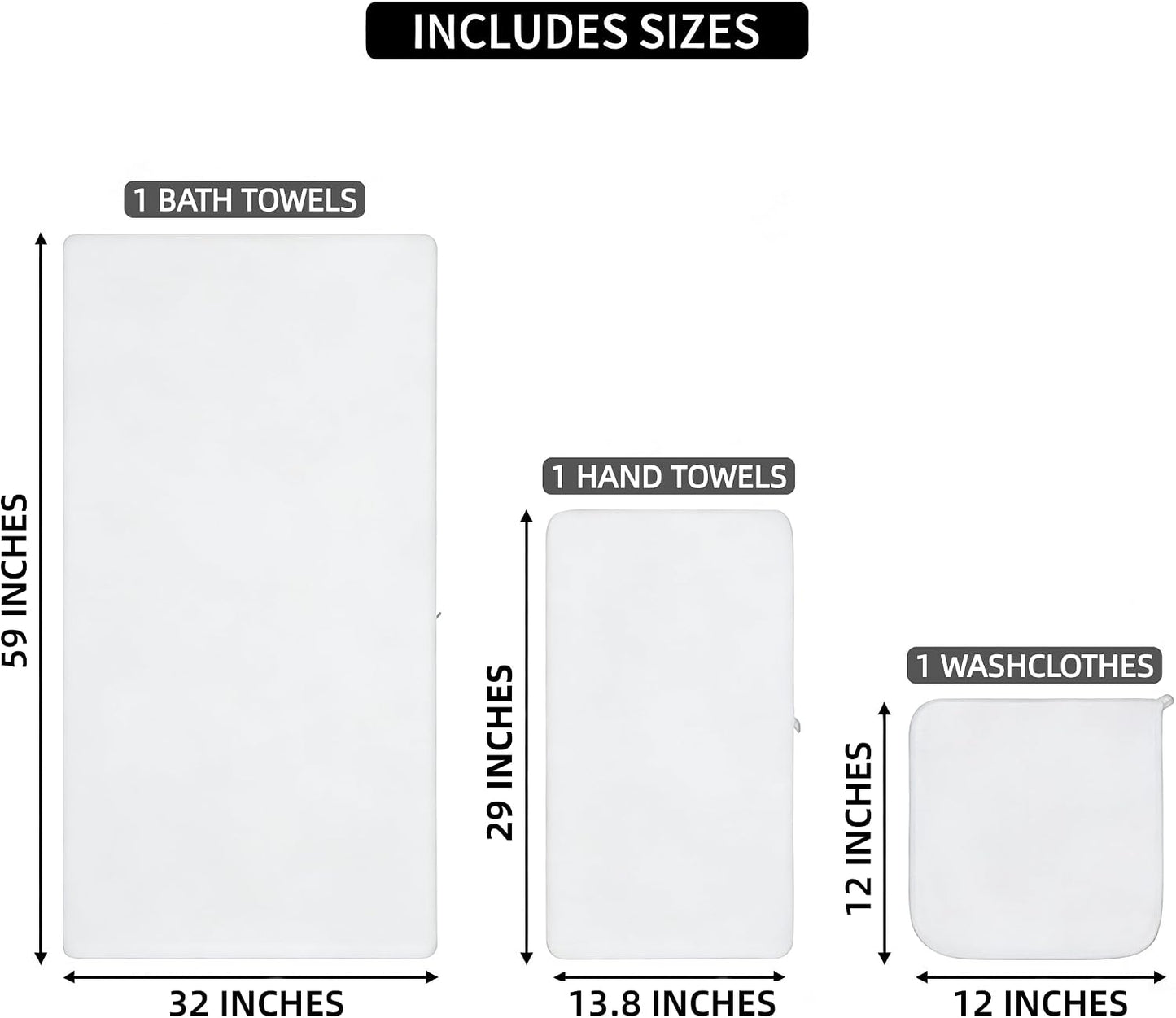 Forest Grey Oversized Ultra Fiber Coral Fleece 3 Piece Set 1 Washcloths, 1 Hand Towels, 1 Bath Towels Super Absorbent, Applicable Shower Towel for Bathroom Spa Gym Hotel Yoga