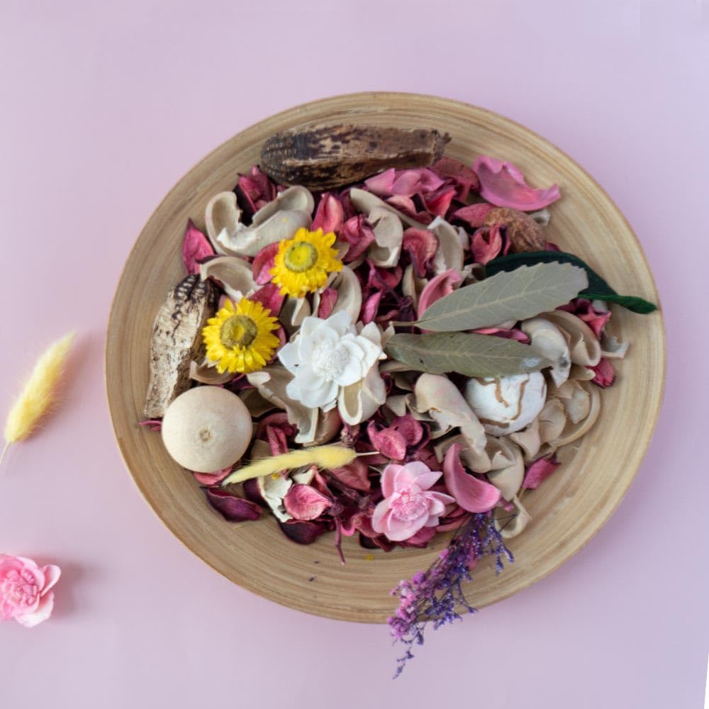 Qingbei Rina Potpourri Bags,Lavender/Rose Scent Potpourri Bowl Filler, Spring Decorative Dried Flowers,Home Fragrance Sachet Petals,Pink Vase Fillers(20 oz)