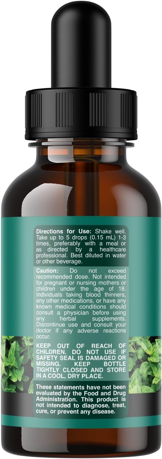 Organic Oregano Oil Drops - Super Concentrated Liquid Oil of Oregano with Carvacrol 60% for Digestion & Immune Support- Liquid Herbal Extract Tincture for Immune Strength & Healthy Intestines -1 Fl Oz