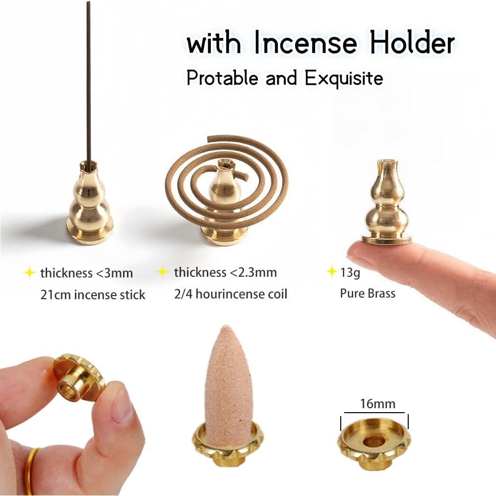 Incense Cone Holder, Pure Brass Incense Burner, Bakhoor Burner, Cone Incense Burner, Incense Holder for Bakhoor Sticks Coil Incense, Upgrade