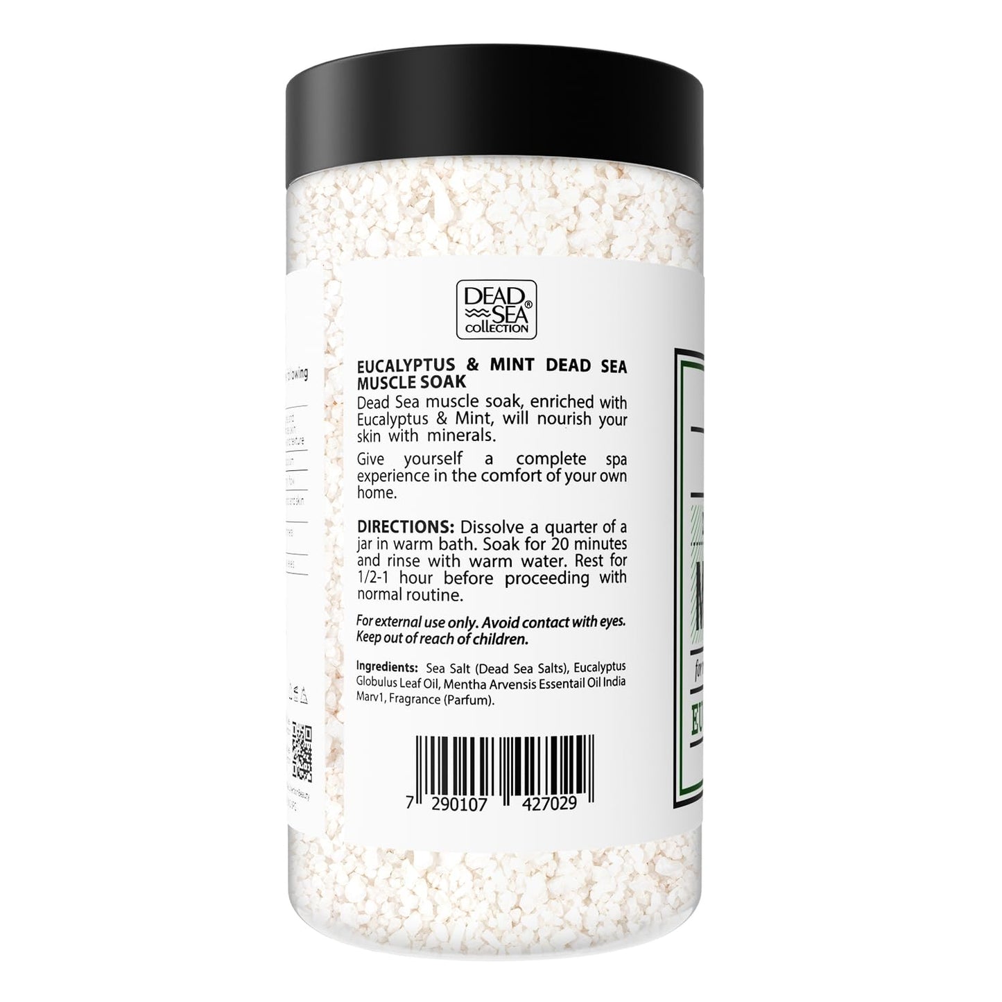 Dead Sea Collection Bath Salts for Men with Eucalyptus & Mint Oils - Muscle Recovery Bath Soak – Mens Pure Dead Sea Salt for Soothing and Relaxing - 37 Oz