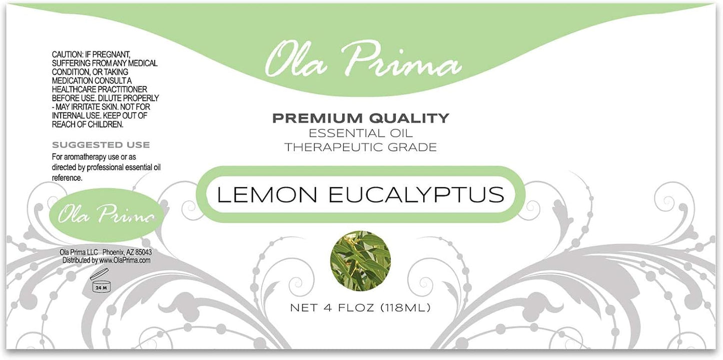 Ola Prima Lemon Eucalyptus Essential Oil – Therapeutic Grade for Aromatherapy, Diffuser, Relaxation, Cosmetic Making, Dropper – 4 fl oz – Eucalyptus Lemon Scent Aromatherapy Oil