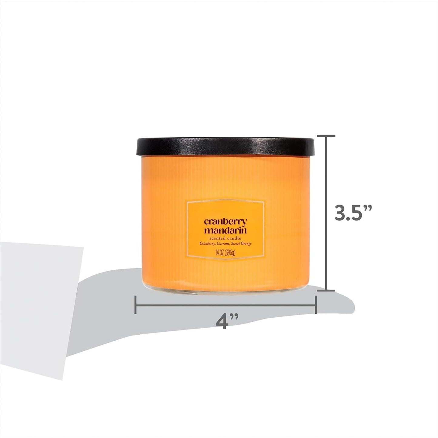 3-Wick Textured Wrapped Cranberry Mandarin Scented Candle, 14 oz