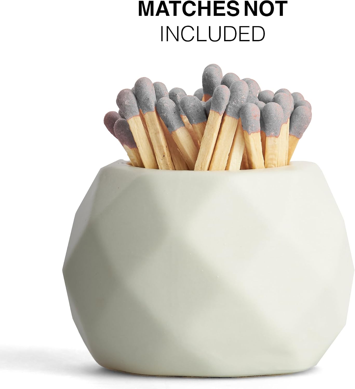 Ceramic Match Holder with Striker Pads - Classic White Oval - Cute Bathroom Matches Holder | Living Room Decor | Centerpiece Table Decorations - Matches Not Included