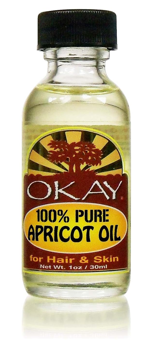 Okay 100% Pure Apricot Oil | For Hair and Skin | High in Vitamins A & C | Soothe and Heal | Free of Silicone & Paraben | 1 oz