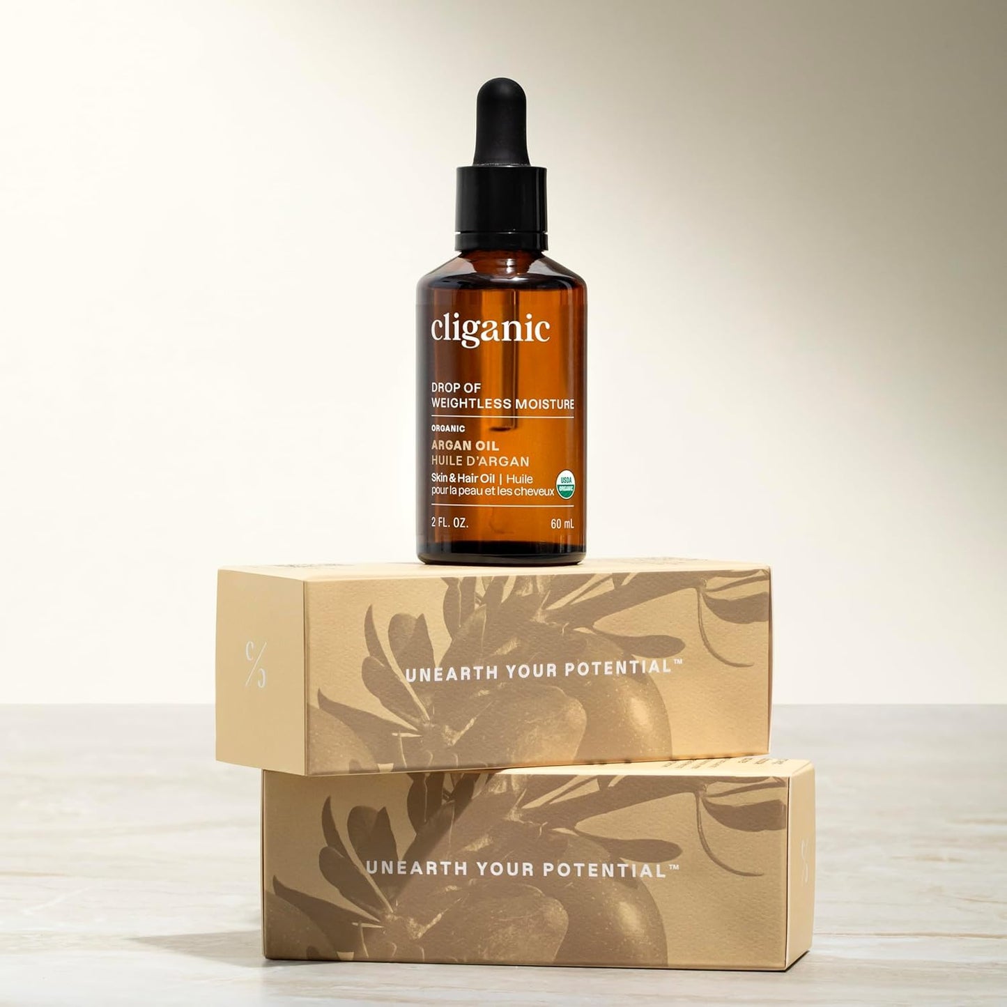 Cliganic Organic Argan Oil for Hair, Face & Skin (Bulk, 32oz with Pump) - 100% Pure, Cold Pressed