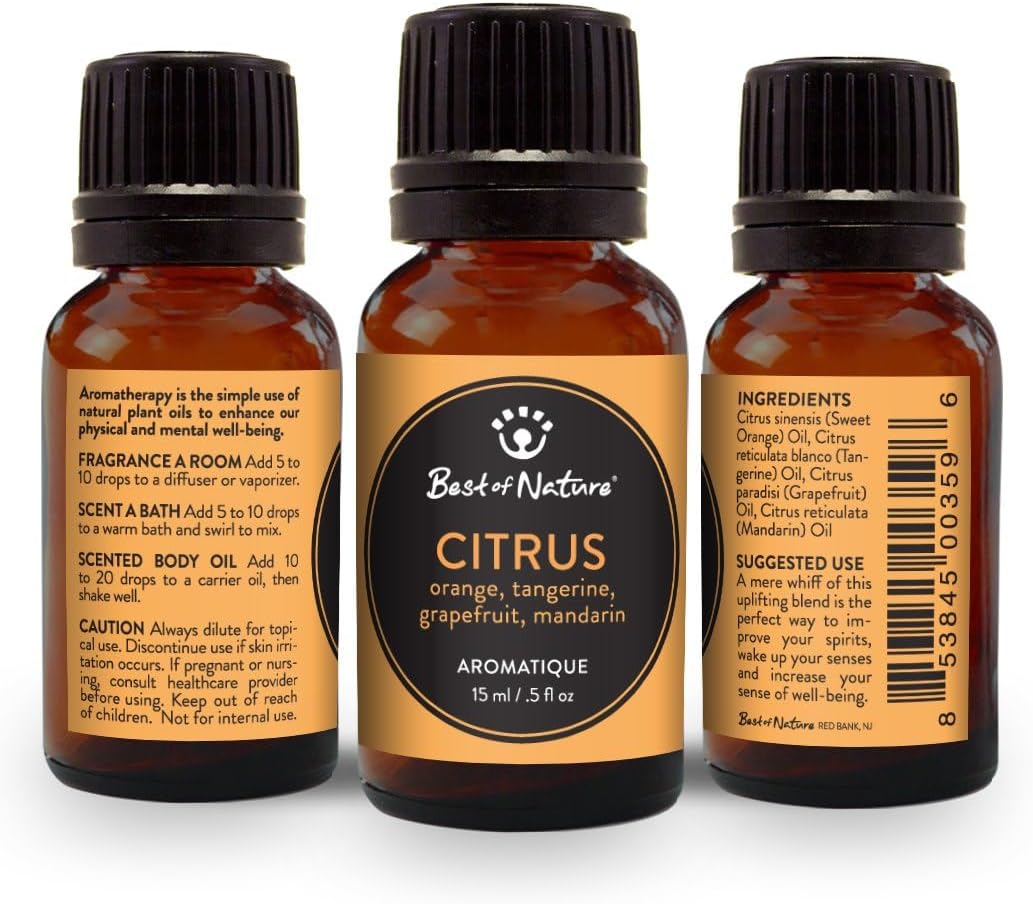 Best of Nature Citrus Essential Oil Blend – Orange, Tangerine, Grapefruit & Mandarin – 100% Pure for Diffuser, Mood Boost & DIY – Bright Aromatherapy