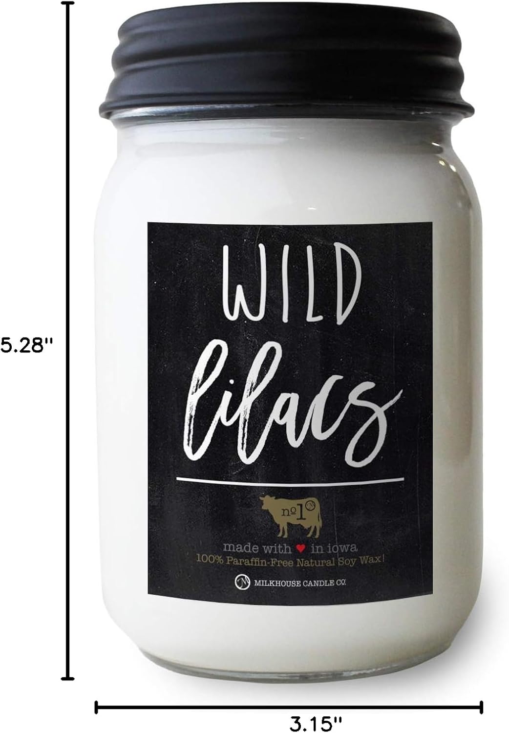 Milkhouse Candle Company Wild Lilacs Soy Candles - Lilacs | Jasmine & Lily | Verdant Greens Scented - 13 oz Mason Jar with Lid, 70+ Hour Burn Time, Made in the USA