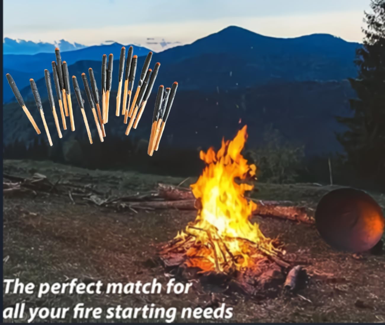 Survival Waterproof Matches Kit – 20/40/60/80/100 Fire Matches + Extra Striker in Metal Tin, Waxed Tinder Cords – Stormproof Windproof Fire Starter for Camping & Emergency (1 x Tin)