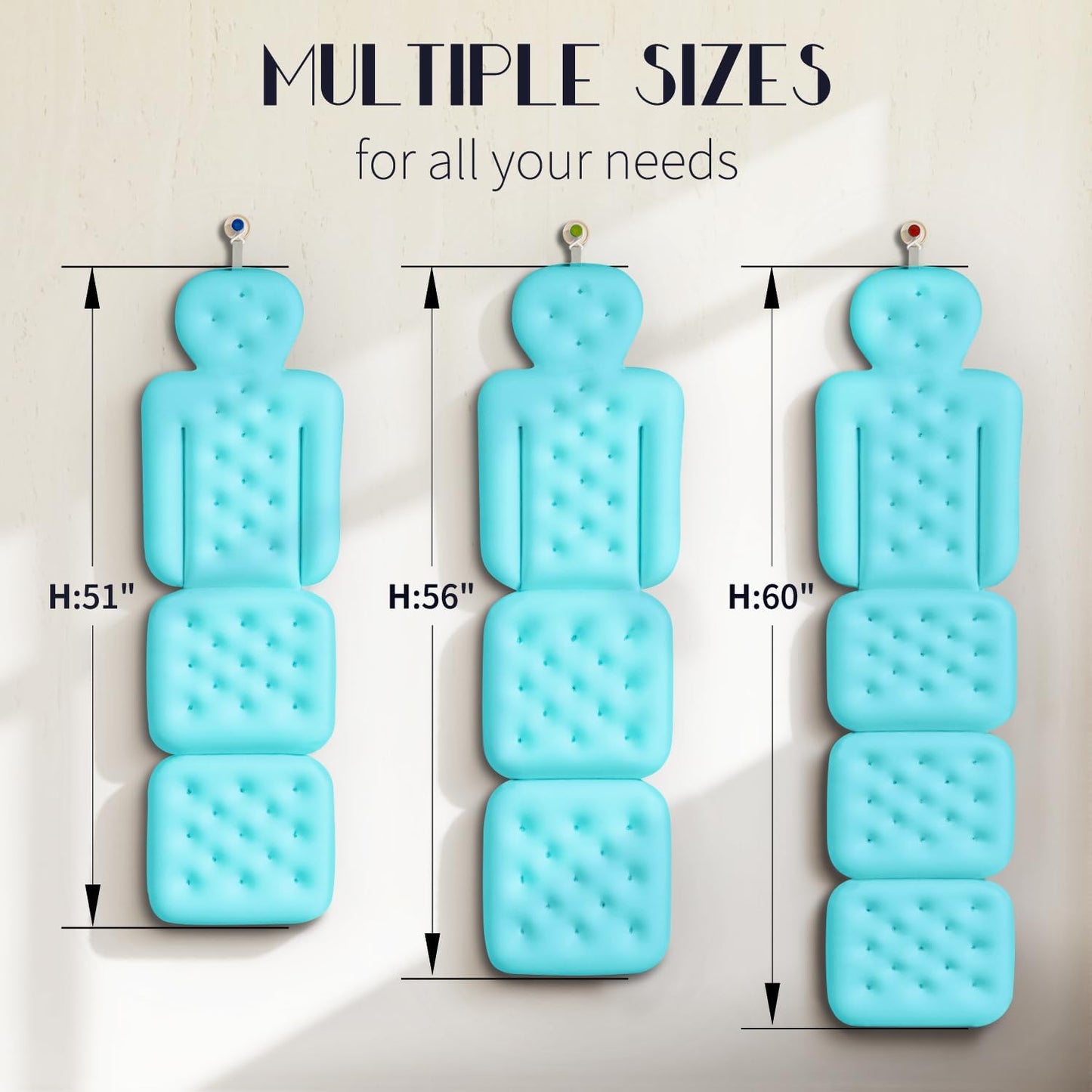Full Body Bath Pillow for Bathtub, Thick Bathtub Cushion, Luxury Tub Pillow for Bath for Headrest Neck and Back Support Ocean Blue 51" x 16"