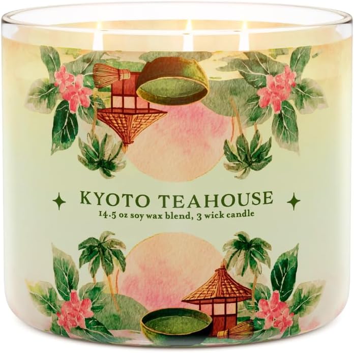 Goose Creek Kyoto TEAHOUSE 3-Wick Scented Candle – Green Tea & Matcha Fragrance – 14.5 oz