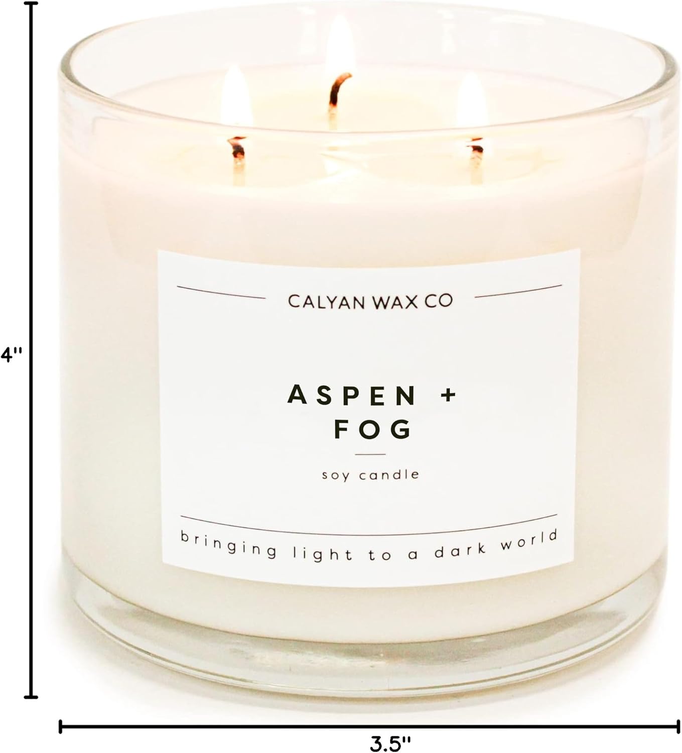 Calyan Wax Co. Aspen & Fog 3 Wick Scented Candle - 43 Hour Burn - Luxury 3 Wick Soy Candles - Clean Soy Wax Candles - Long Lasting Large Glass Jar Candle for Home - 14.9oz