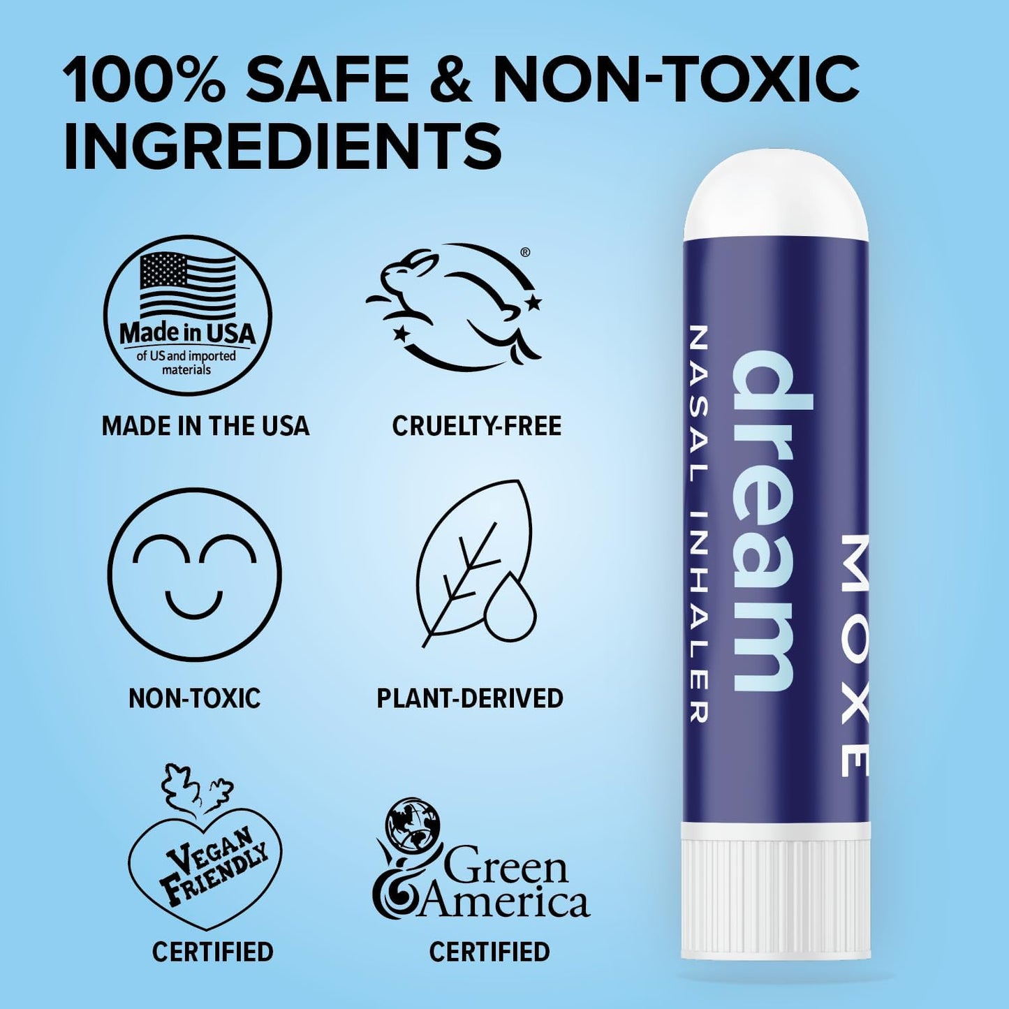 MOXĒ Dream Nasal Inhaler, Essential Oil Blend, Calming, Relaxing, Natural Tension Calmness, Soothing Fragrance, Lavender, Chamomile, Lemongrass, Grapefruit, Made in USA (3 Pack)