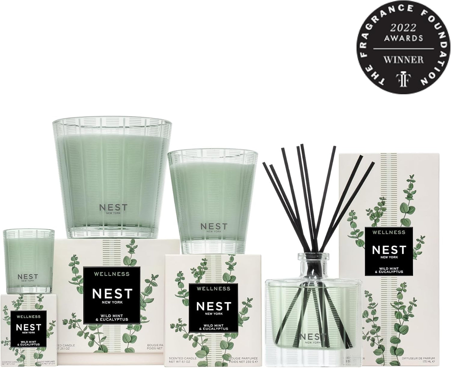 NEST New York Reed Diffuser Liquid Refill Bundle, Wild Mint & Eucalyptus - Includes Three 5.9 fl oz Refill Bottles
