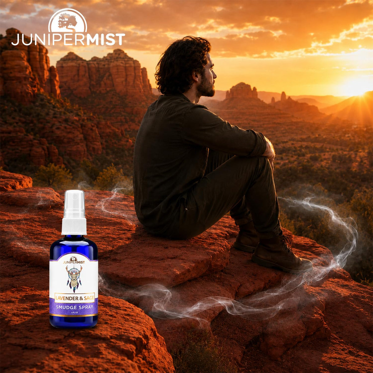 Lavender & Sage Smudge Spray (114ml), Lavender Spray with White Sage Aromatherapy Mist, Calm & Cleansing Negative Energy, Spiritual Room Spray, Smokeless Smudge Spray, Yoga Spray