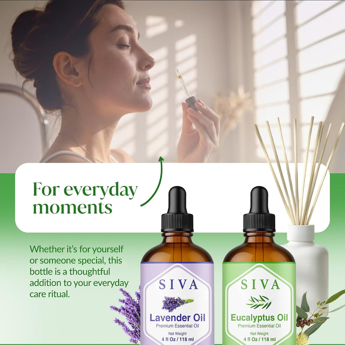 Siva Lavender & Eucalyptus Essential Oil 4oz Bundle Super Saver Combo