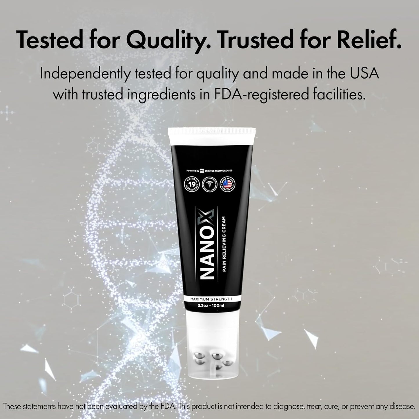 NANOXTREME Pain Relief Cream – Fast-Acting Topical for Muscle Deep-Absorbing, Long Lasting Formula with Natural Ingredients – Cooling Sensation – 3.3oz Roll-on – Made in USA