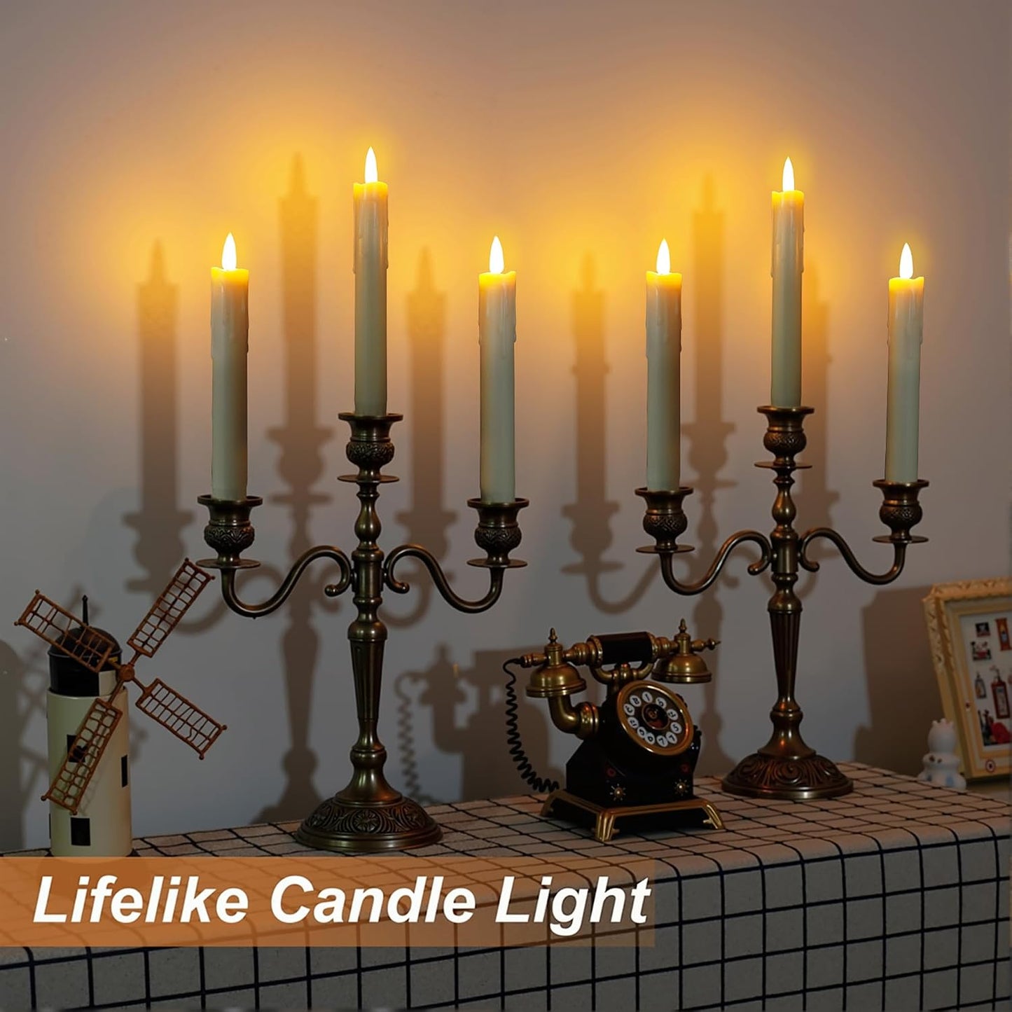 Flameless Taper Candles with Remote, 6.7 Inch Short Taper Candles Battery Operated with Flickering 3D Flame, led candles Safe for Wedding Home Christmas Poultry house lights Decor Ivory Set of 6
