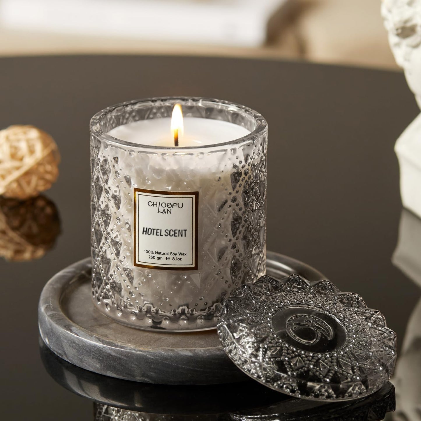 Hotel Scented Candle Natural Essential Oil, Luxury Scented Soy Jar Candle Gifts, Highly Scented, 8.1oz, Unique Blend to Promote Sleep & Relieve Stress