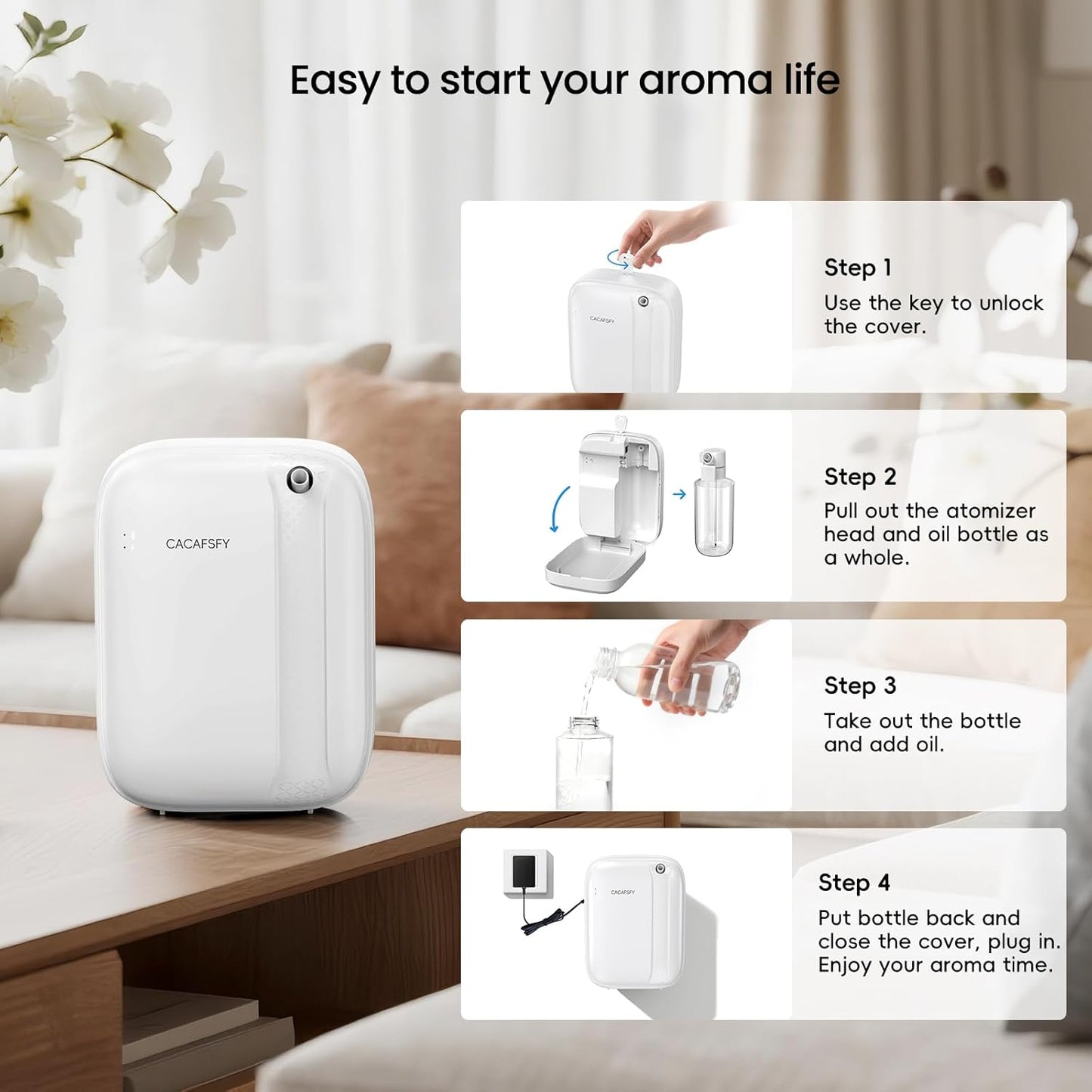 Waterless Essential Oil Diffuser,(2 * 50ml Fragrances Included) 3000 Sq.Ft Coverage 400 ml Large Capacity Hotel Scent Diffuser,Cold Air Tech, App & Button Control,Scent Diffusers for Home Large Room