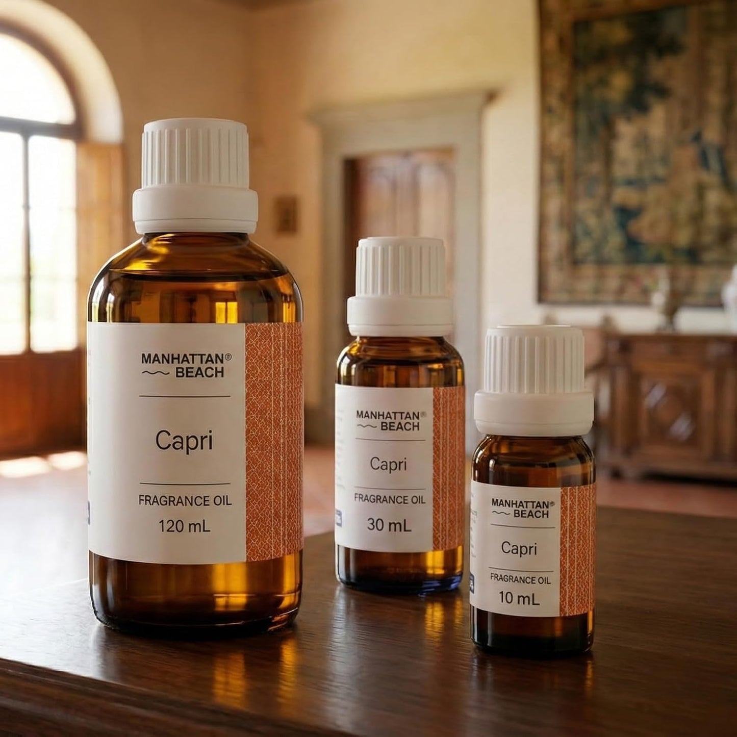 Manhattan Beach – Capri, Diffuser Oil Volcano-Inspired - Fragrance Oil for Ultrasonic and Waterless Diffusers and Crafting - 10 mL, 0.34 fl oz Glass Bottle