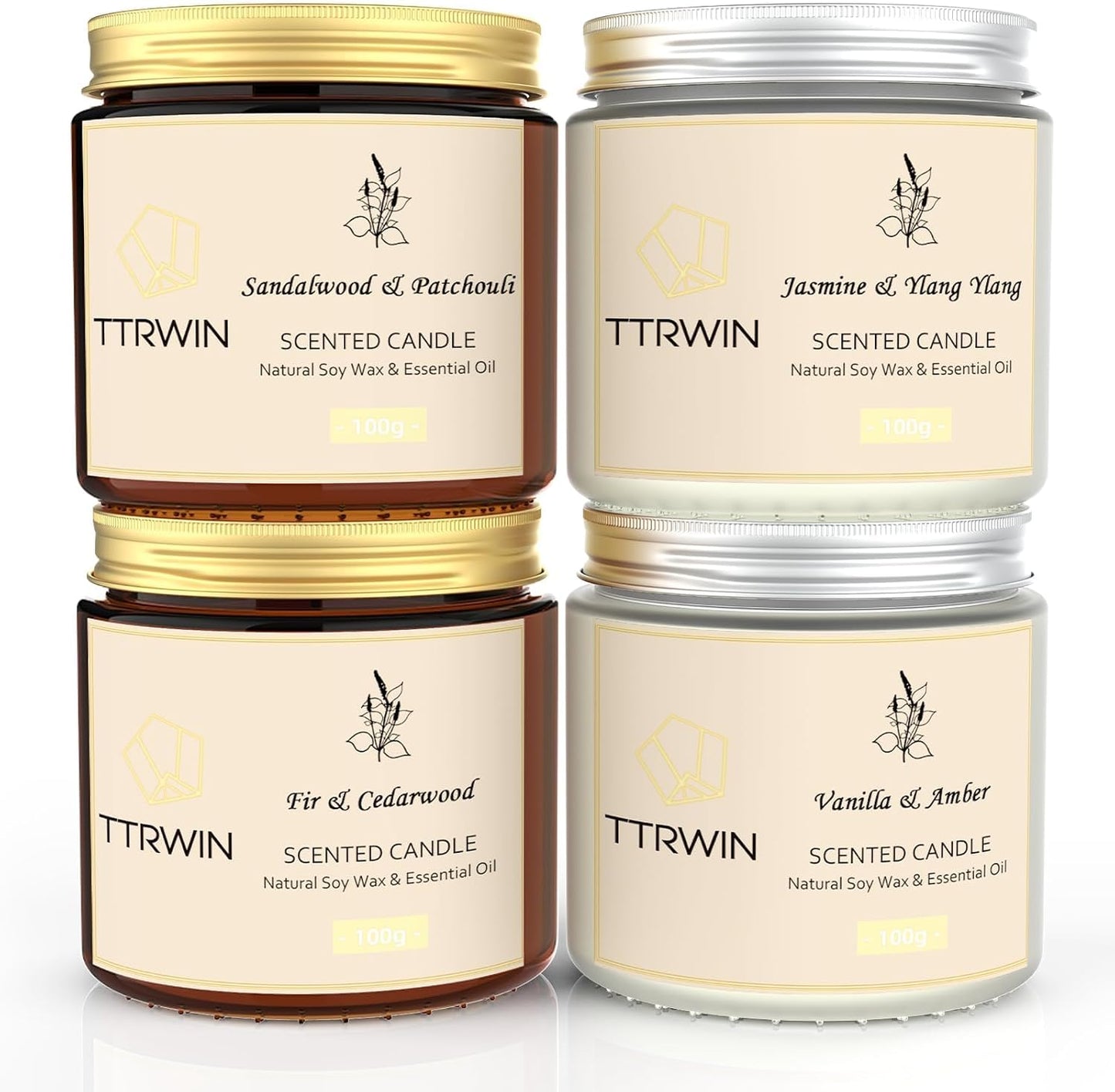 4 Pack Scented Candles for Home Scented Natural Soy Wax, Aromatherapy Candle Gifts Set for Women Men, Jar Candles Set for Home Decoration, Gifts for Birthday Mother's Thanksgiving Day Present