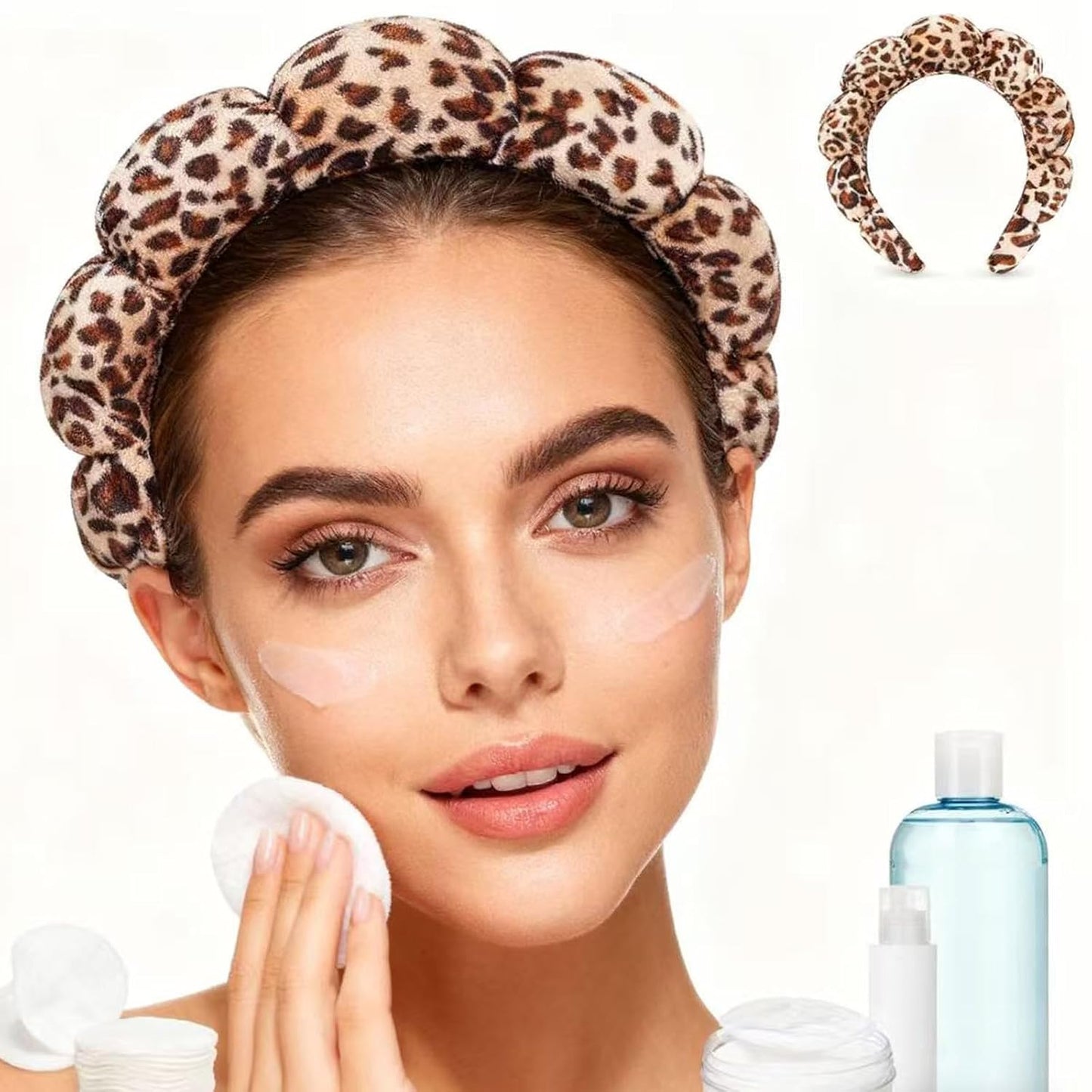 Spa Headbands for Washing Face Makeup Skin Care Women Bubble Facial Beauty Headbands Puffy Shower Towel Band Hairband
