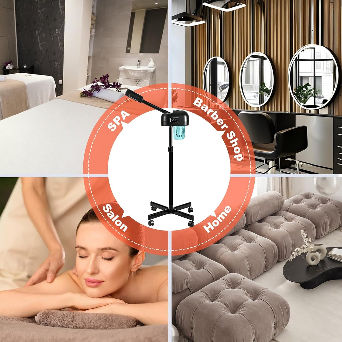 Professional Facial Steamer, Hot Mist Spray & Ozone, Timer Function, Esthetician Face Steamer for SPA at Home & Salon, Black