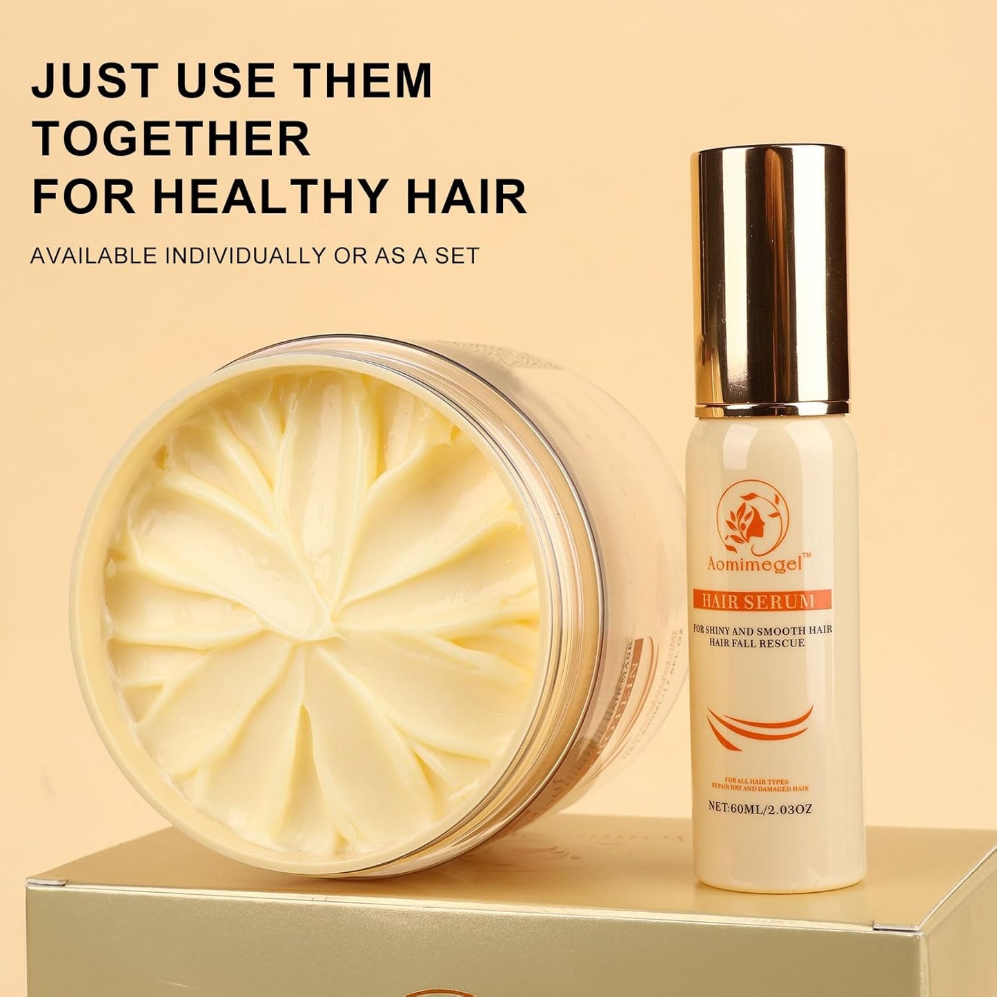 Hair Mask Argan Oil Set Deep Repair Conditioning Collagen Hair Treatment for Dry and Damaged Hair All Hair Types 16.9 fl oz + 2 fl oz