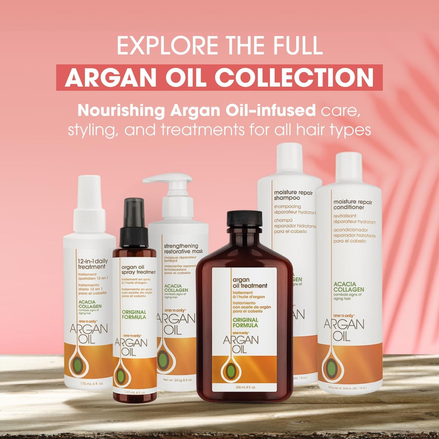One 'N Only Argan Oil Hair Treatment - Lightweight & Hydrating Hair Oil for Natural, Wigs & Extensions - Shine Enhancing, Heat Protectant & Frizz Control (8 oz)