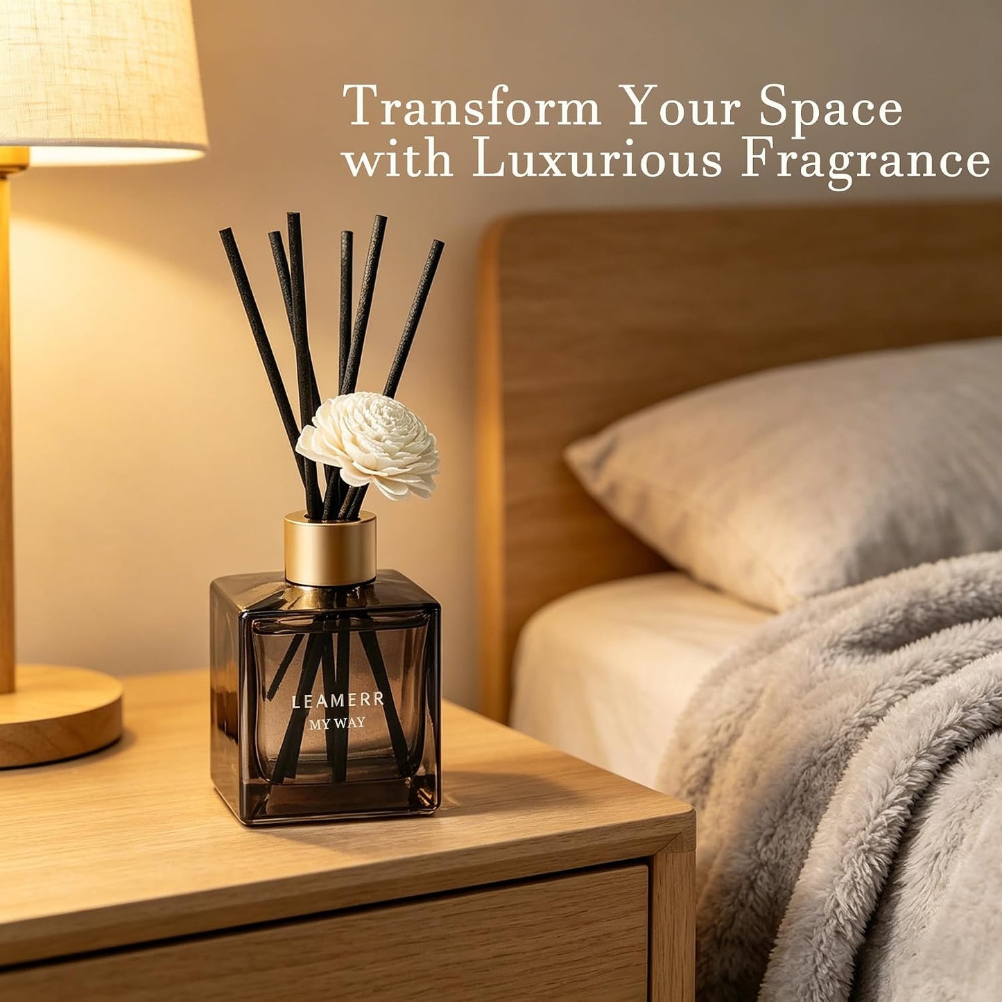 Reed Diffuser Set, My Way Floral Fragrance Diffuser 6.1 fl oz with 6 Reed Sticks Long-Lasting Home Fragrance Reed Diffuser for Home Room Office Bathroom Shelf Decor