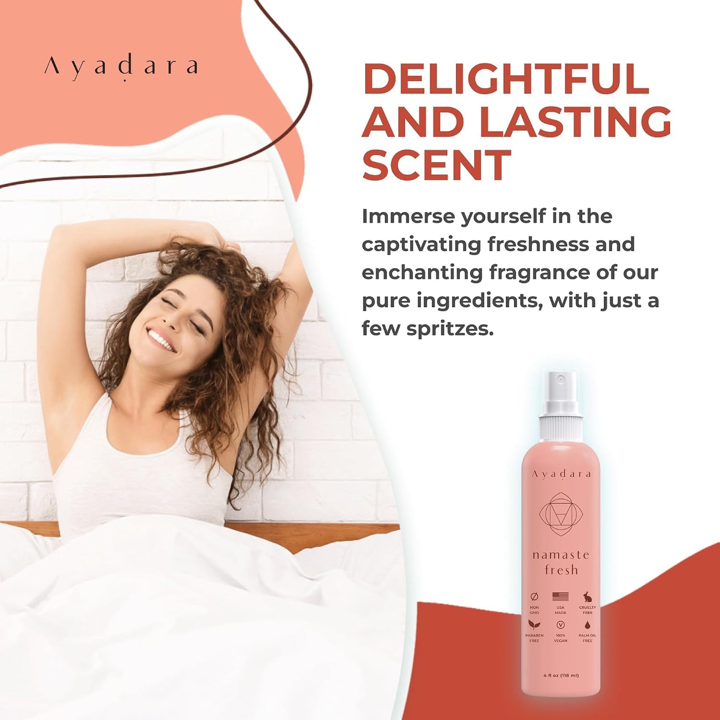 Ayadara Namaste Bed & Linen Mist - Lavender Pillow Spray for Calm Sleep, 2000+ Uses