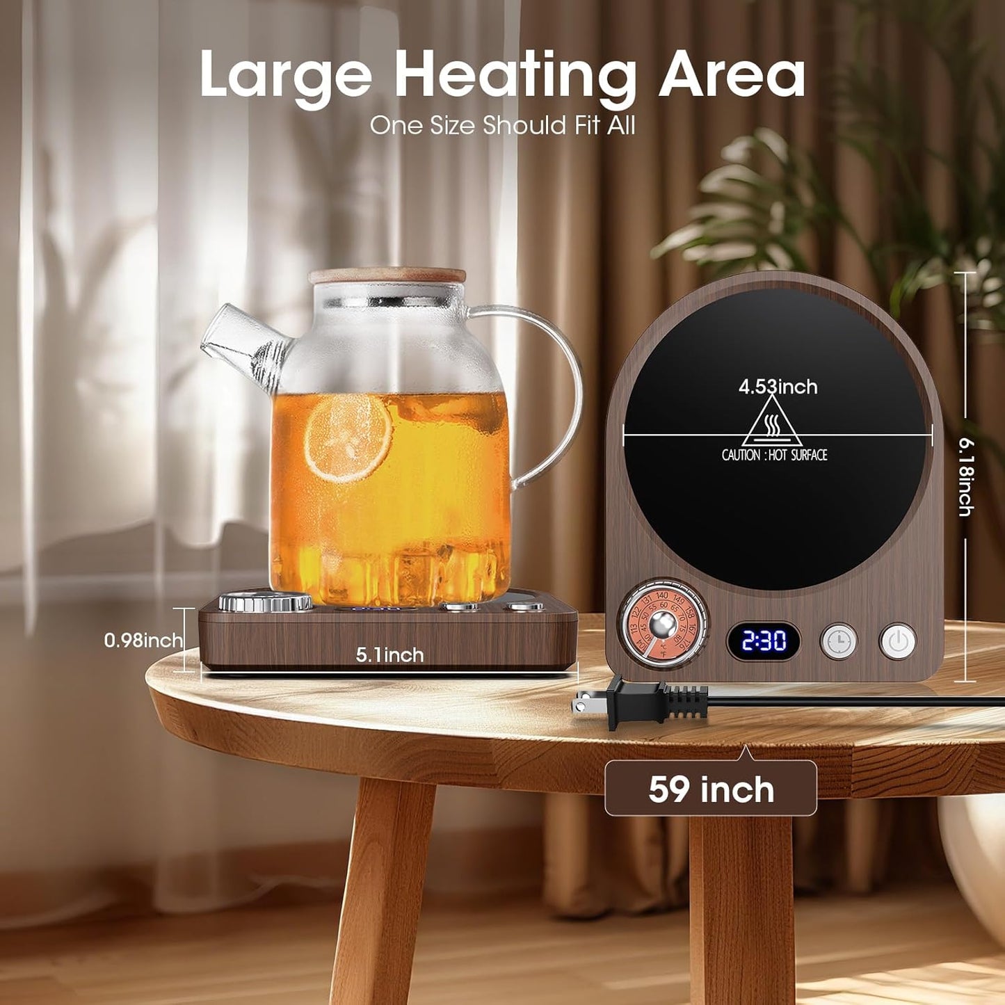 MQFORU Retro Coffee Mug Warmer, 36W Fast Heating with 9 Temp Settings & 0.5-9H Timer, Auto Shut-Off & Memory Function, Smart Desk Warmer for Coffee, Tea, Milk, Candle - Ideal Gift Accessories