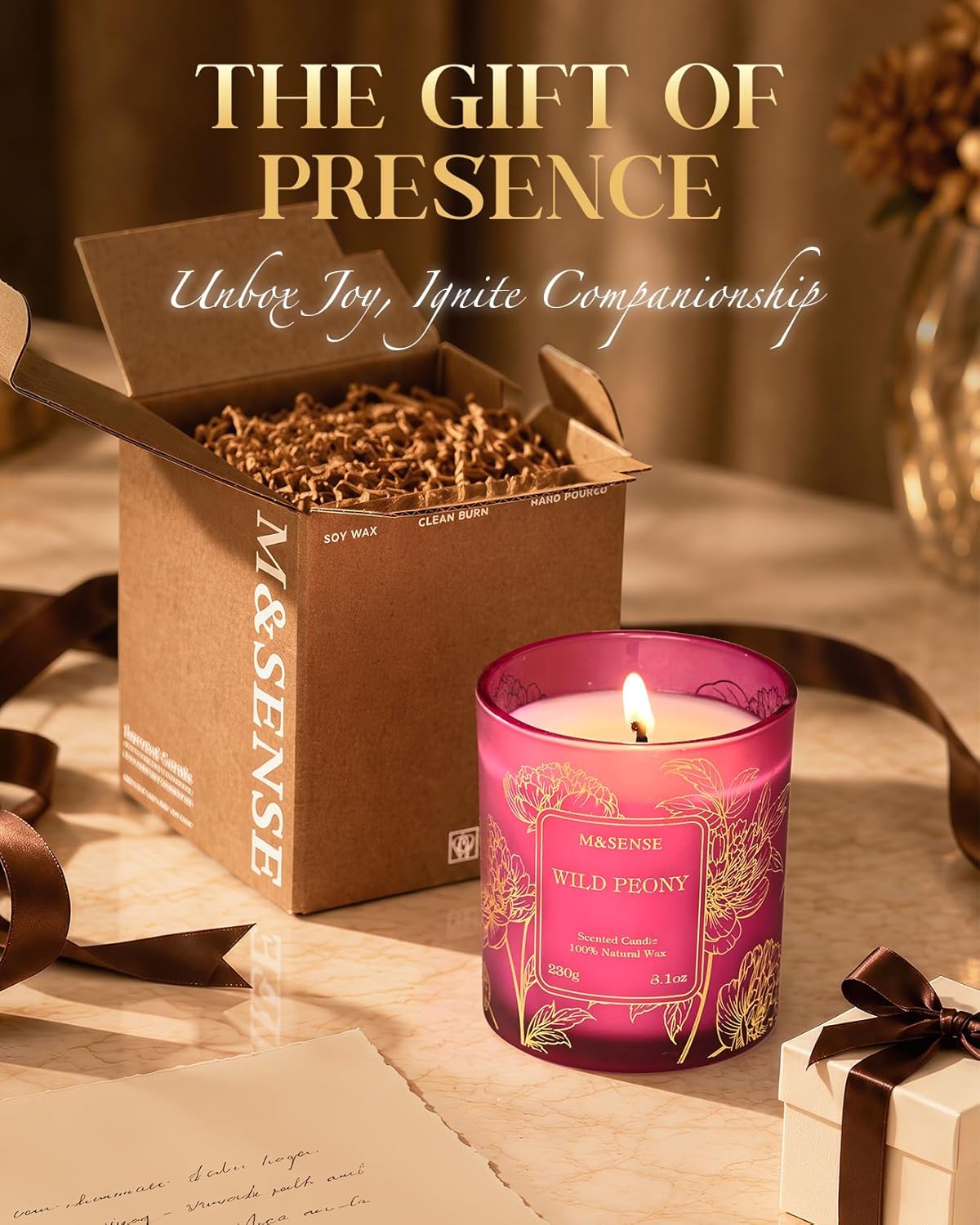 M&SENSE Coconut Soy Candle, 8.1oz 42-Hour Long Burning Time Naturally Scented Candles, Creamy Tropical Island Scent, Summer Meditation Gift