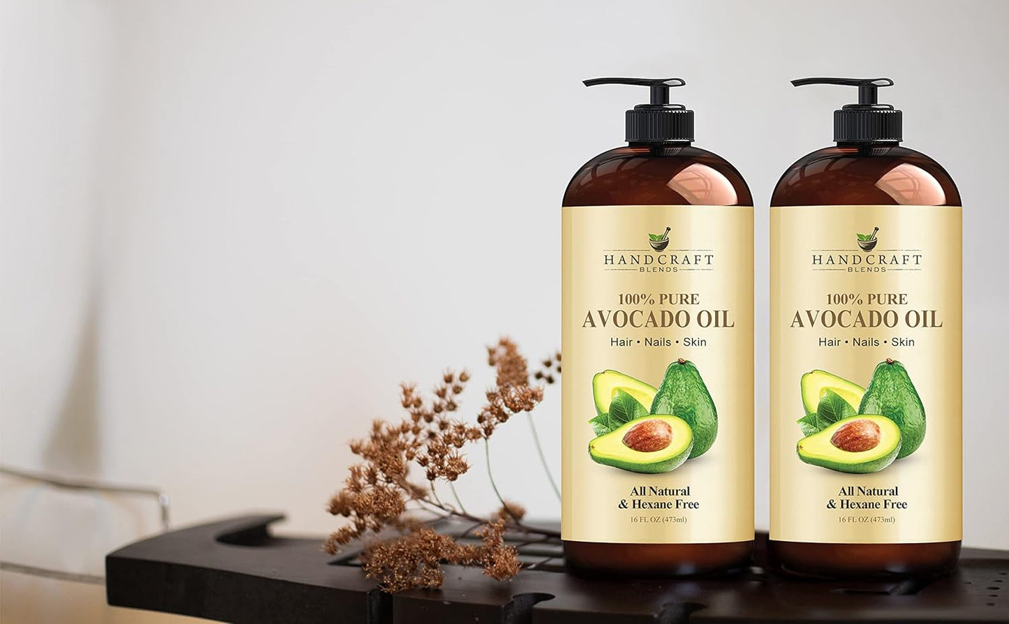 Handcraft Blends Complete Care Trio: Fractionated Coconut Oil, Grapeseed Oil, and Avocado Oil – (3 x 16 Fl Oz) – 100% Pure & Natural – Bulk Carrier Oils for Skin, Massage, and Hair
