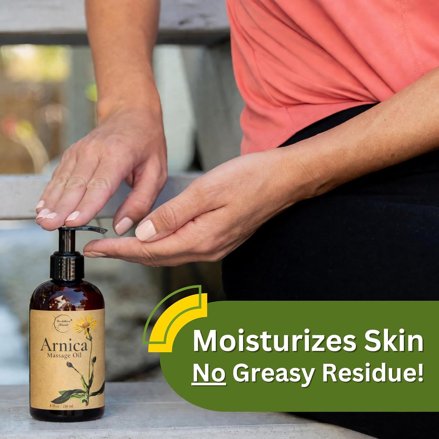 Brookethorne Naturals Arnica Massage Oil for Massage Therapy — Ideal for Athletic & Post Workout | Arnica Montana, Sweet Almond, Jojoba & Essential Oils | Botanical Formula for Active Lifestyles — 8oz