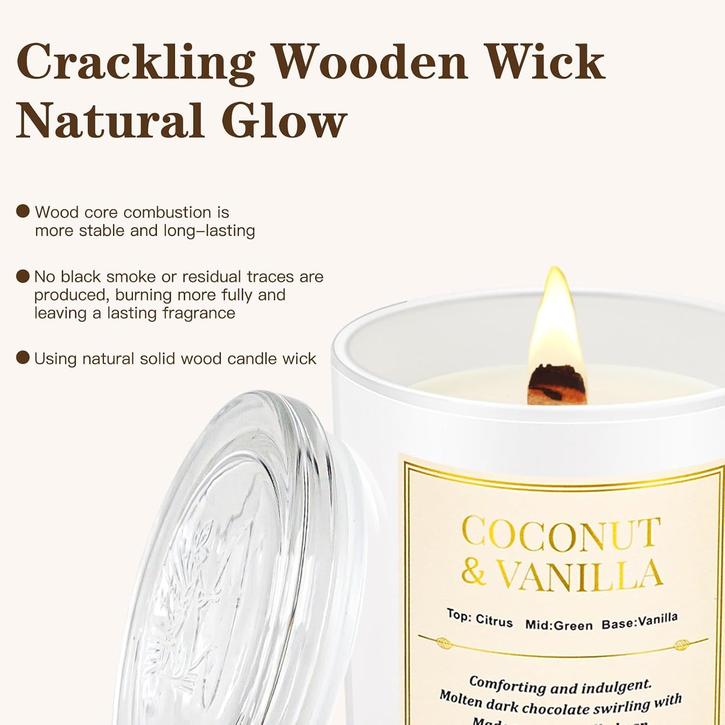 2 Pack Wood Wick Coconut & Vanilla Candle Gift Set β Long Lasting Soy Wax Candles with Gift Boxes, Holiday Aromatherapy Candles for Home Decor & Holiday Gifts