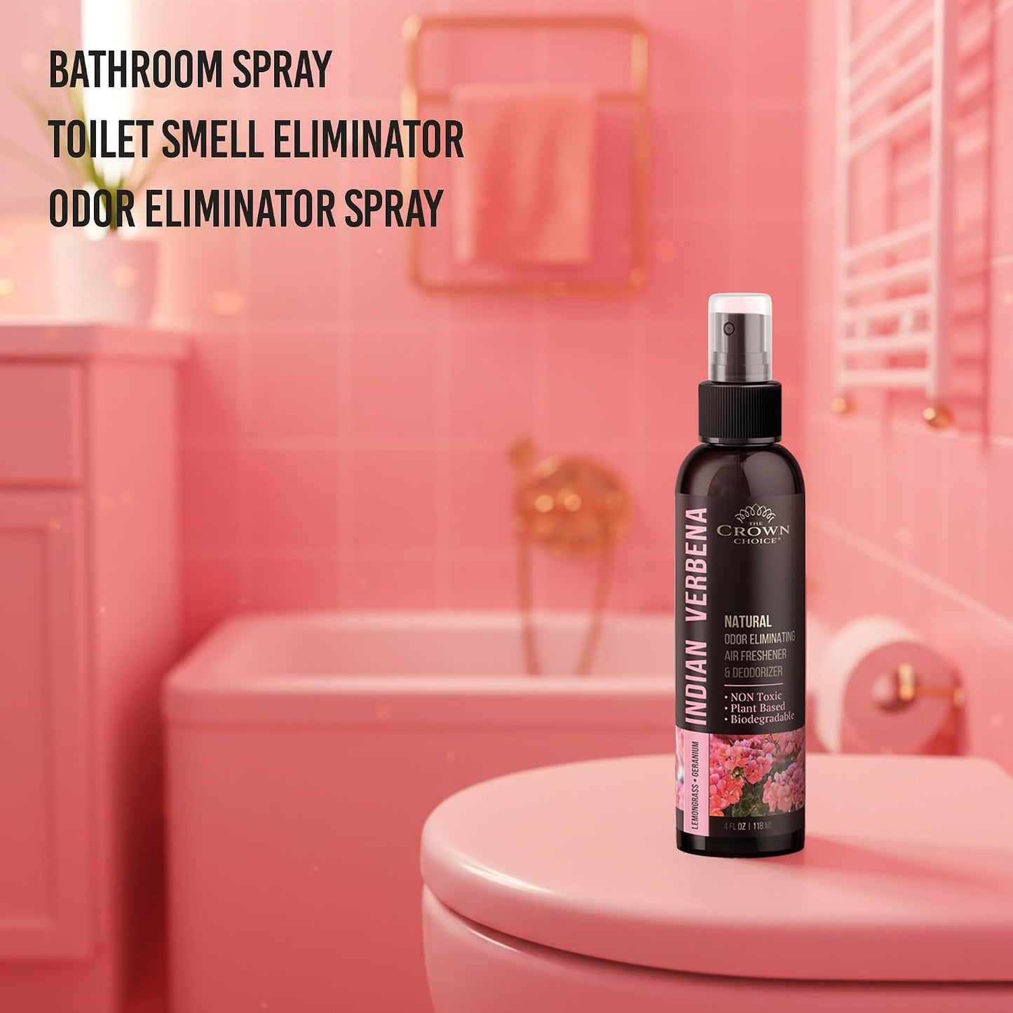 Non-Toxic Odor Eliminator, Natural Geranium & Lemongrass Air Freshener Spray for Home, Room, Closet & Couch Deodorizer, Long Lasting Bathroom & Toilet Freshener, Safe for Kids & Pets - 4 oz Pack of 2