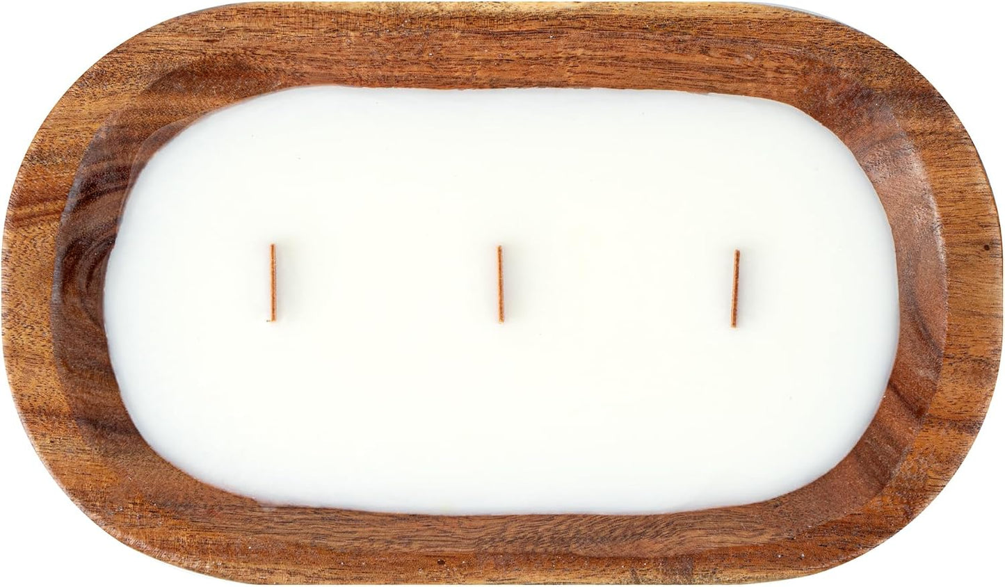 Restaurantware-Coco Casa 9.1 x 5.5 x 2 Inch Wood Dough Bowl Candle, 1 Hand Poured Bread Bowl Candle - Coconut Mango Fragrance, Double Wax Blend, Soy Wax Scented Candle, Wooden Wick