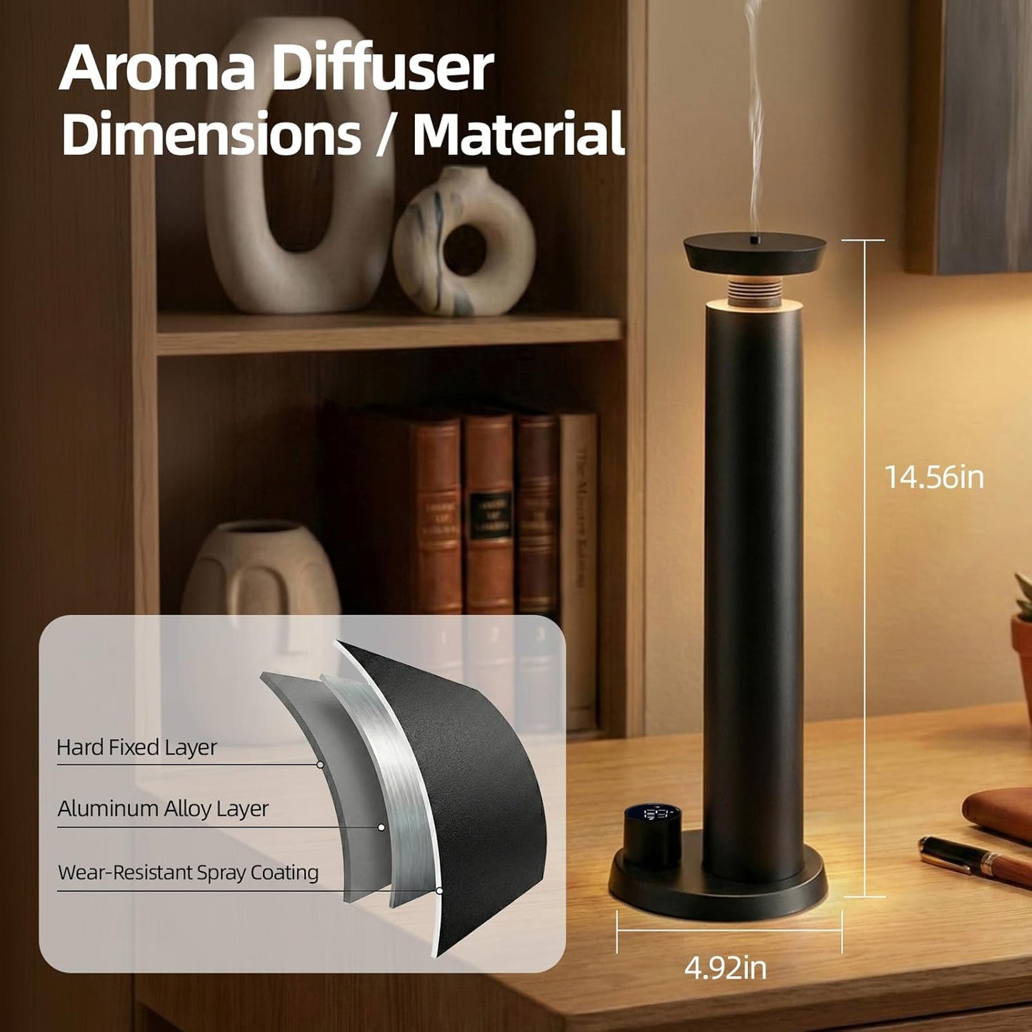 Waterless Scent Diffuser - Scent Diffuser Oil Machine for Homes, Offices, Hotels - Black - 100ml(3.38 Oz) - Fragrance Not Included