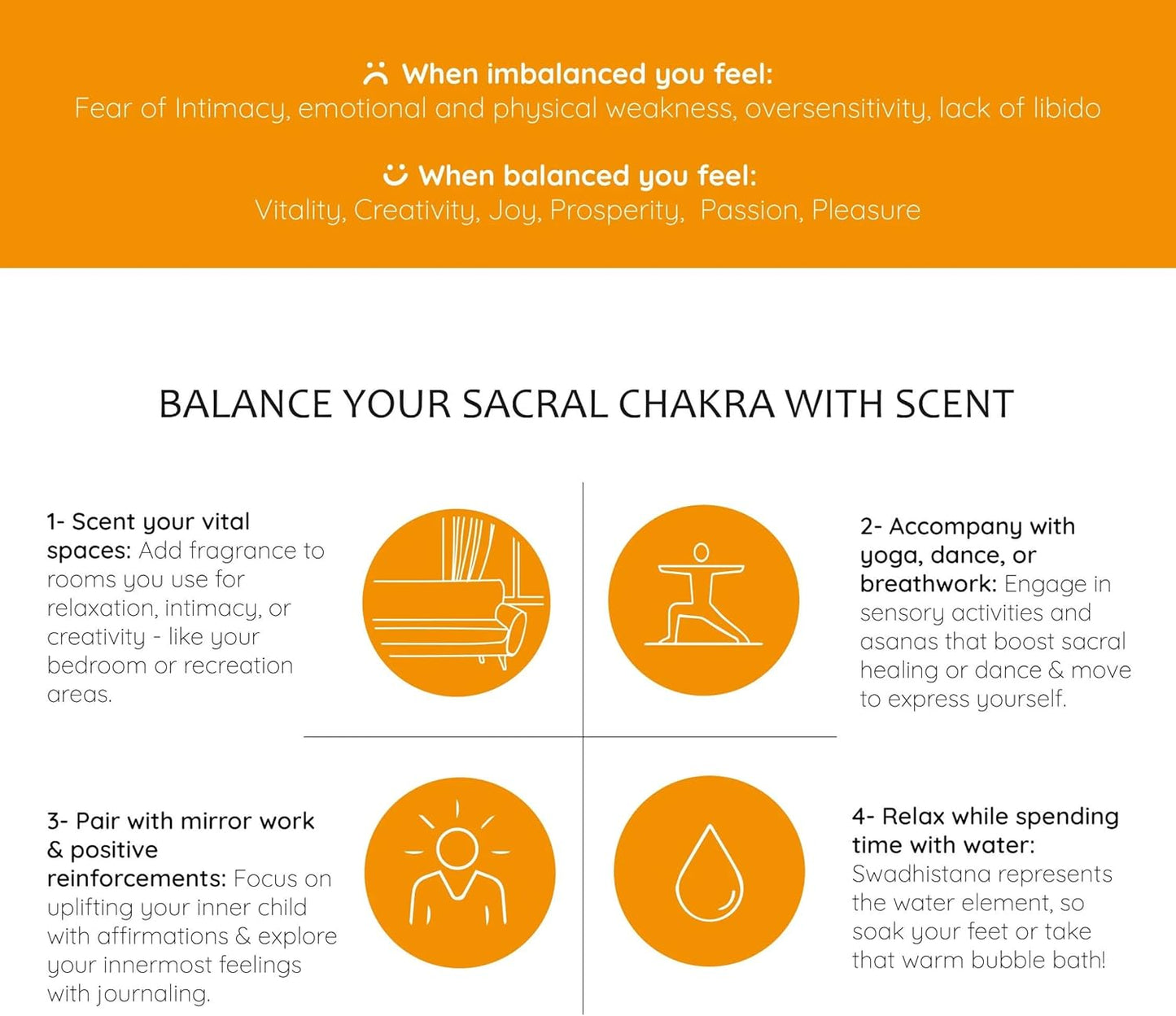 Sacral Chakra Essential Oil Roll-On Blend by Aromafume | 10ml/0.33 fl oz | Swadisthana | Aromatherapy Oils for Chakra Balance | Orange & Patchouli Extracts | Chakra Incense for Meditation, Yoga, Reiki