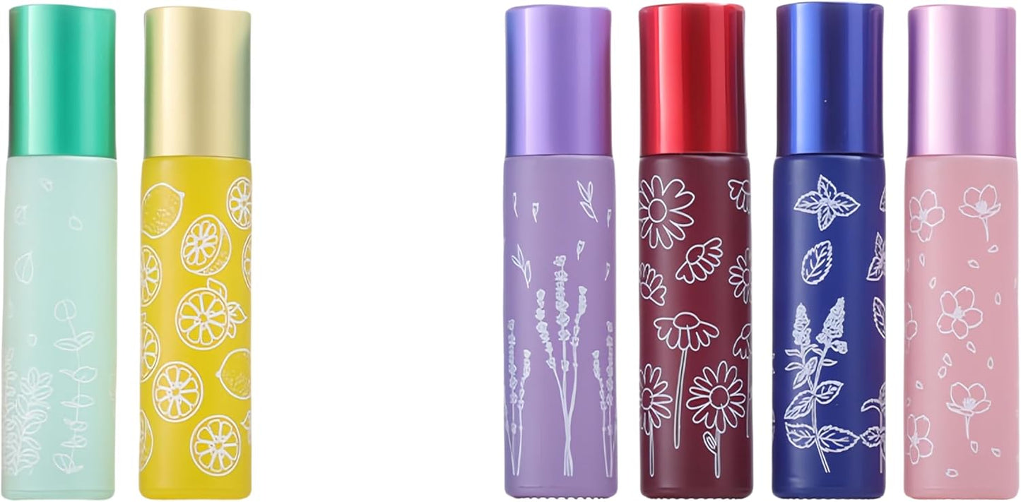 10 Pcs Red Glass Essential Oil Roller Bottles,10ml Empty Refillable Roll on Bottles,Glass Travel Roller Bottles with Stainless Steel Roller Balls for Essential Oil,Perfume,Aromatherapy,Lip Balms