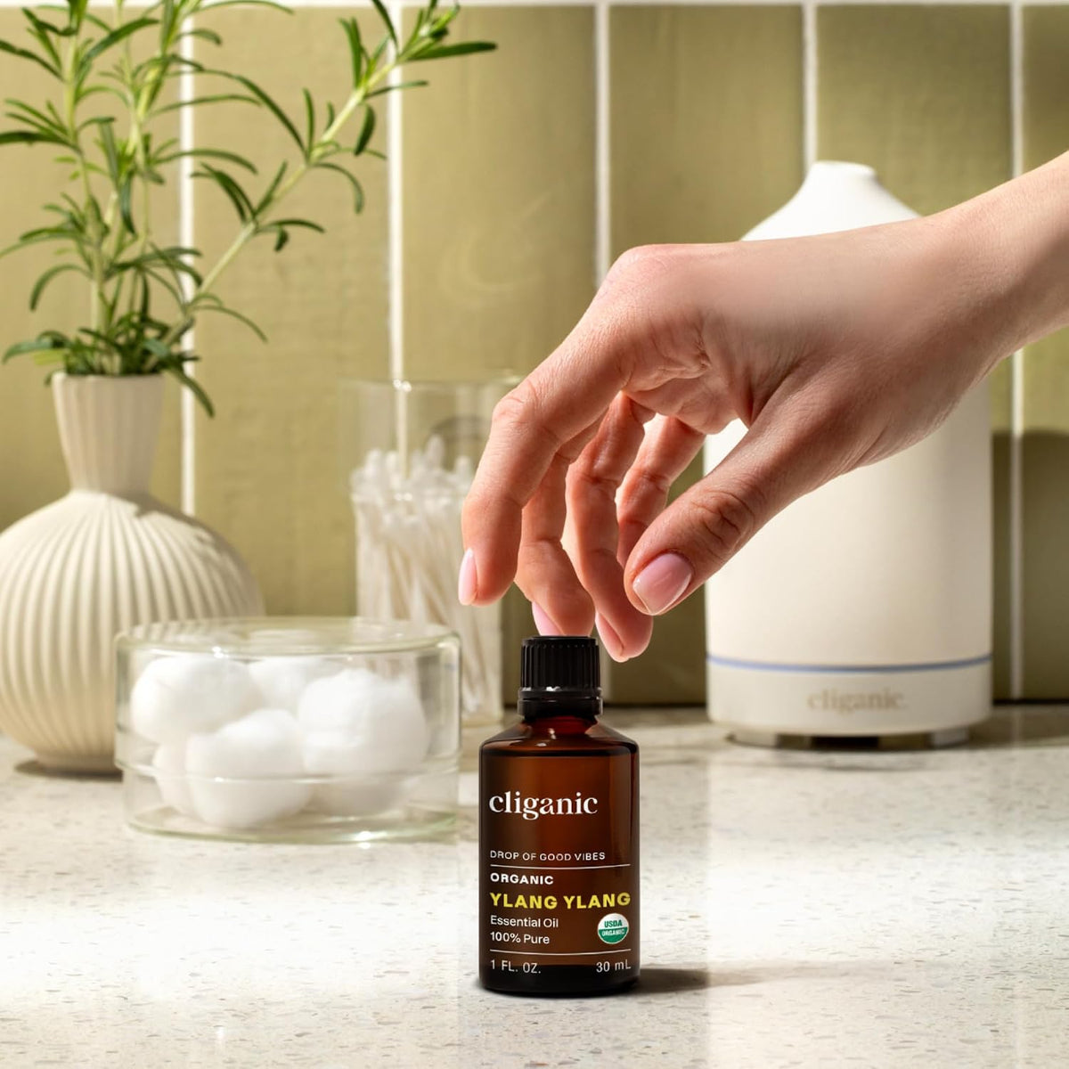 Cliganic Organic Ylang Ylang Essential Oil for Diffuser, 100% Pure 0.33oz