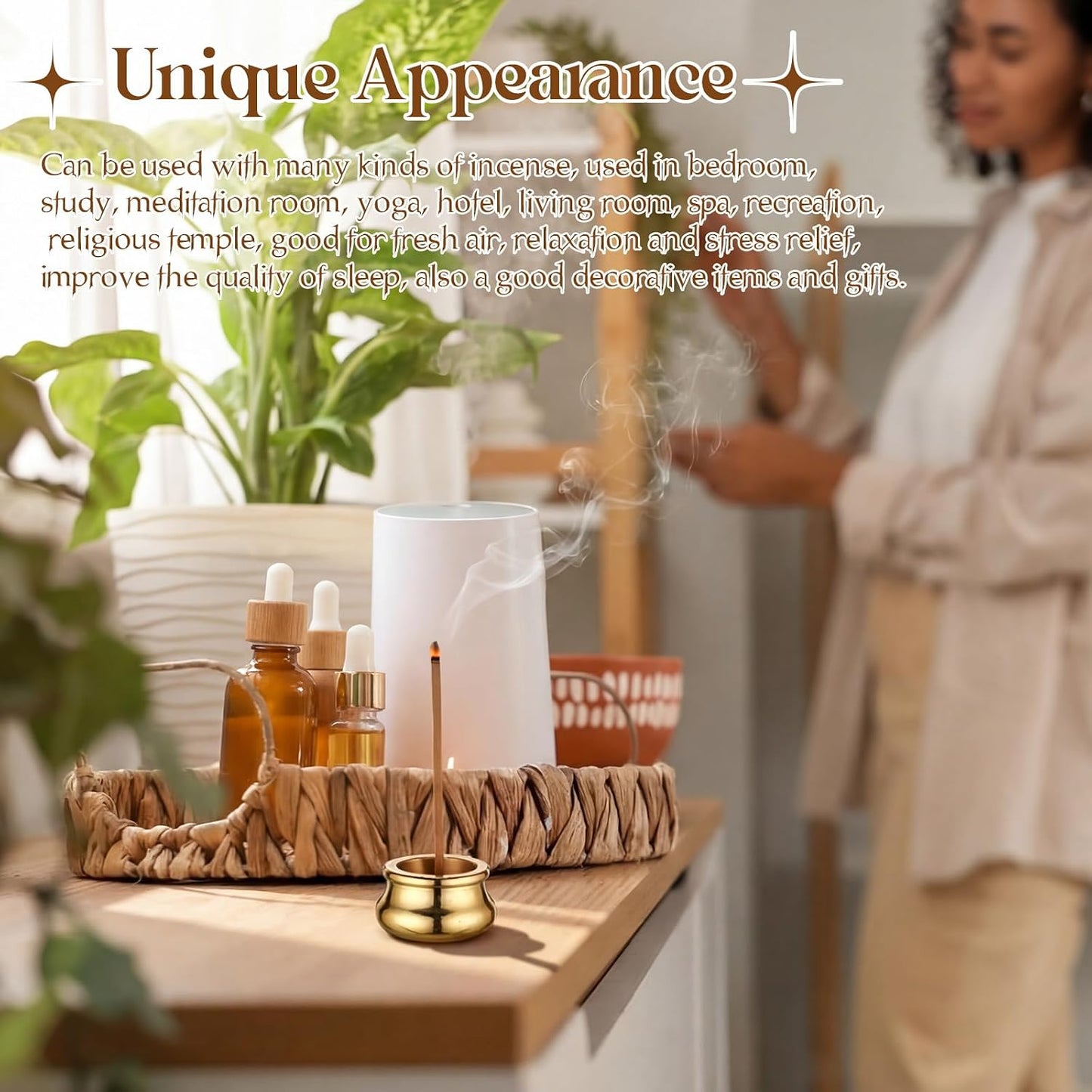 Cinnvoice 6 Pcs Brass Incense Holder Copper Incense Stick Holder 9-Hole Multi-Hole Mini Cone Gourd Burner Accessories for Stick, Tower, Coil, Meditation Room, Home Decor, 6 Styles