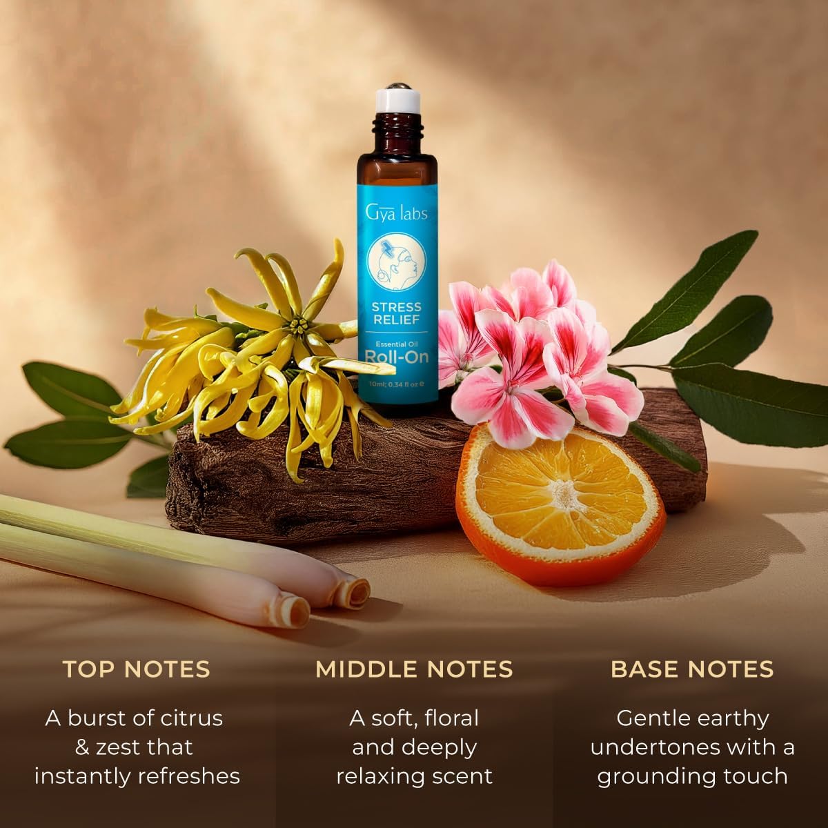 Classic & Stress Relief Roll on Essential Oils Set for Skin - Aromatherapy Grade Essential Oils Set - 5x0.34 Fl Oz - Gya Labs