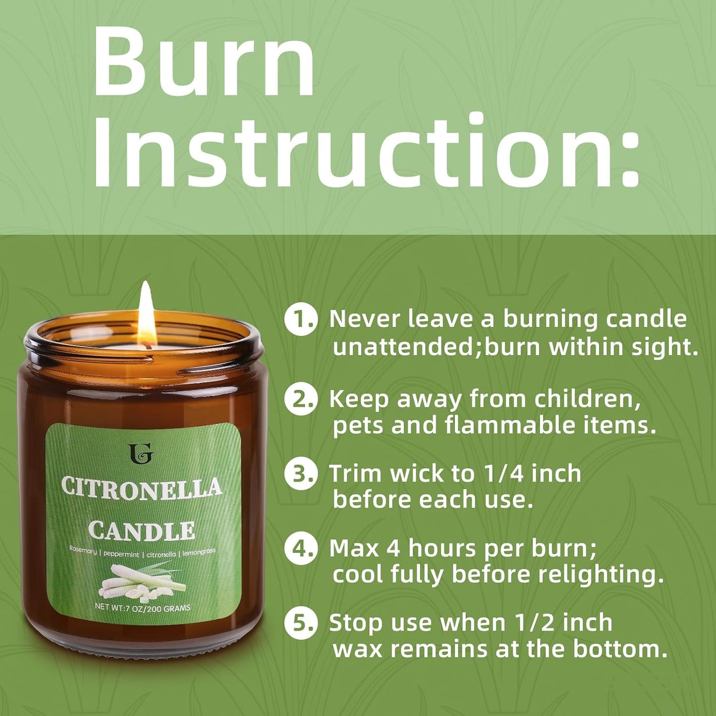 4 Packs Citronella Candles Outdoor, Natural Soy Wax Citronella Scented Jar Candle for Summer, 7oz Large Lemongrass Candle, 50 Hours Burn Time, Indoor and Outdoor Candles for Patio, Garden & Camping