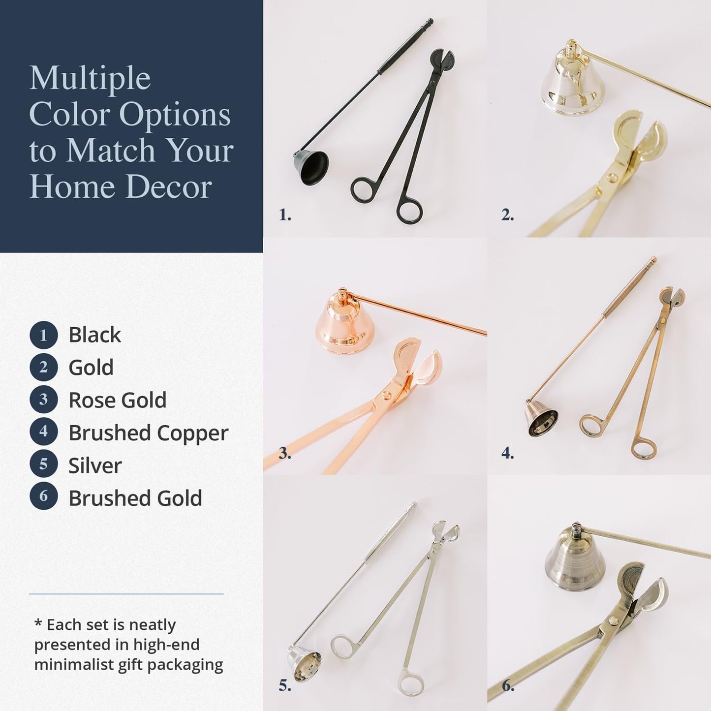 Airy Abode Candle Snuffer and Wick Trimmer Set, Bell Snuffer Gift Box, Stainless Steel Candle Care Accessory for Home Decor, Black