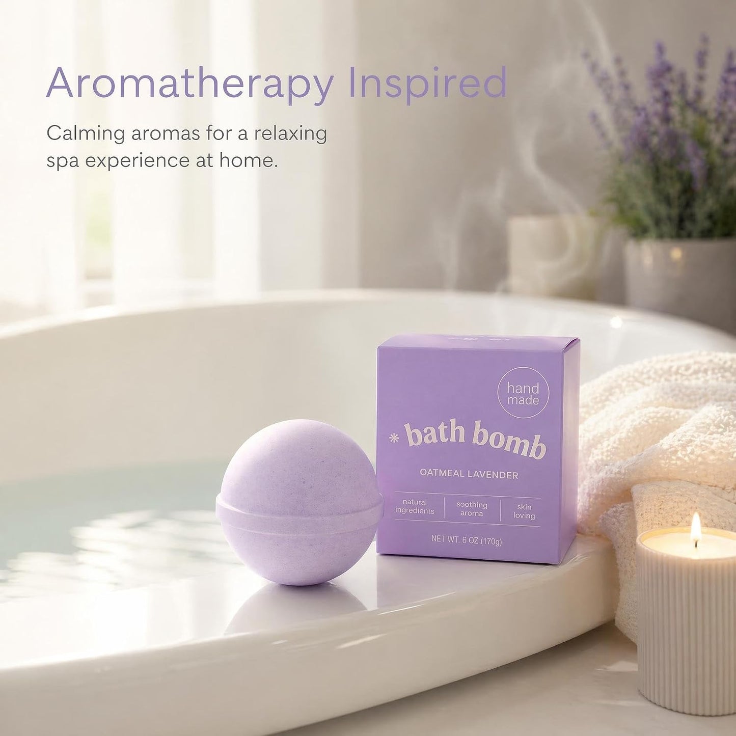 Unboxme Gifts Bath Bombs Gift Set - Large 8 oz Fizzy, Moisturizing Spa Bath Bombs, Relaxing Aromas, Gift Ready - 4 Pack, Lavender